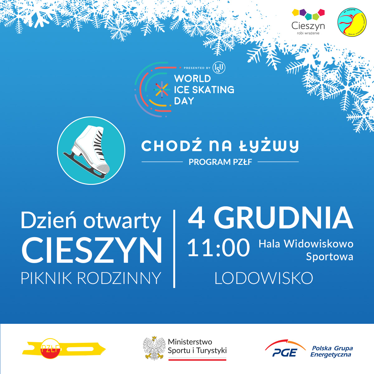 Dzień otwarty i piknik rodzinny w ramach programu „Chodź na Łyżwy” 4 grudnia w Cieszynie